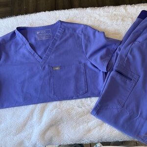 Figs Purple V-Neck Scrub Top & Pants